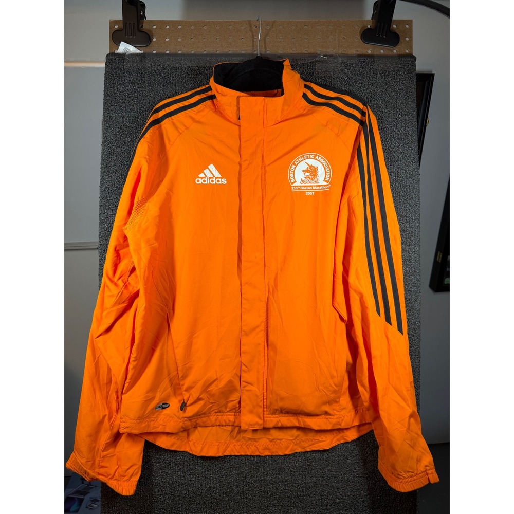 Adidas Boston Marathon 2007 Jacket Mens M Orange ClimaProof Windbreaker BAA
